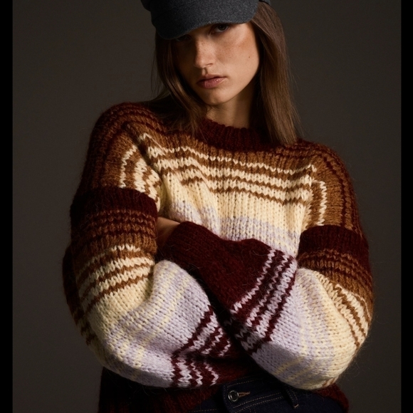 Zara wool alpaca blend striped knit sweater small - Picture 1 of 13